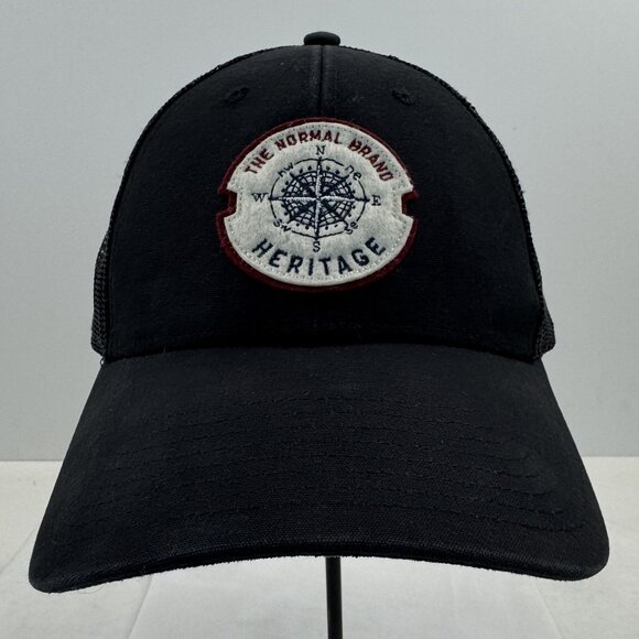 The Normal Brand Heritage Compass Logo Trucker Hat Black Adjustable Mesh Back OS - Picture 1 of 10